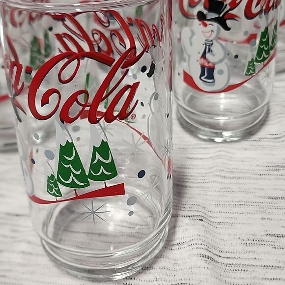 COCA-COLA SNOWMAN GLASSES Set Of 6- 16oz Collectibles - Picture 4 of 5